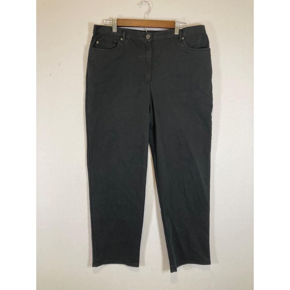 Classic Minimalist Ruby Rd Womens Size 14 Black Straight Leg Stretch Denim Pants